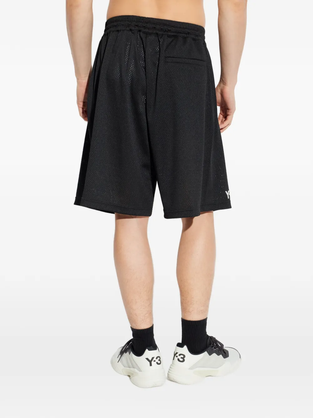 Y-3 Shorts met trekkoord en logo Zwart