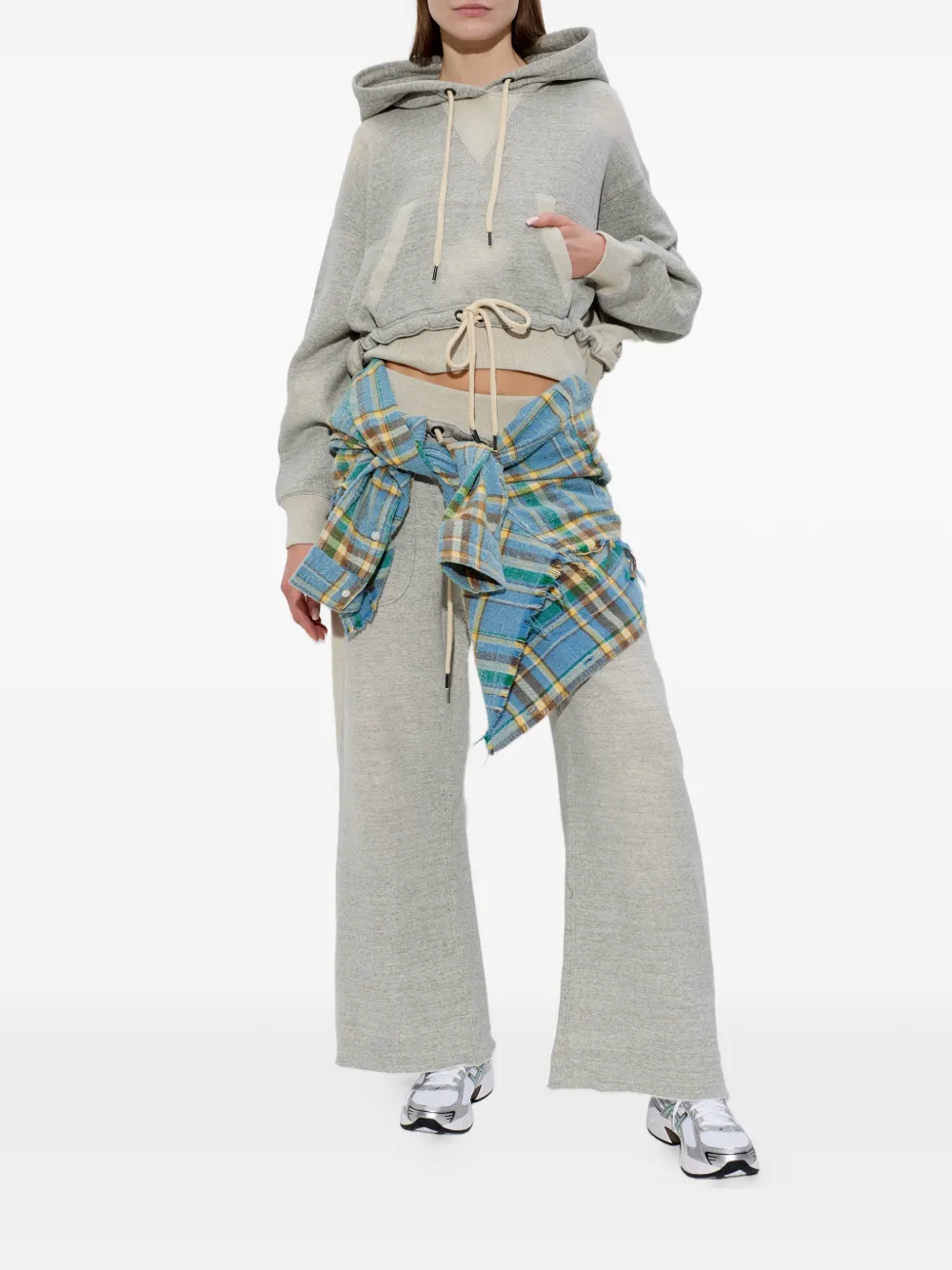  R13 Drawstring Panel Track Pants - Grey 