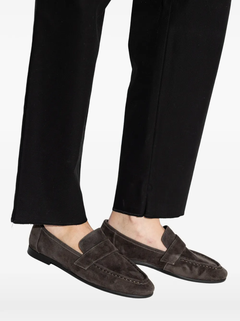 BLACK SUEDE STUDIO Arrow slip-on suède loafers Bruin