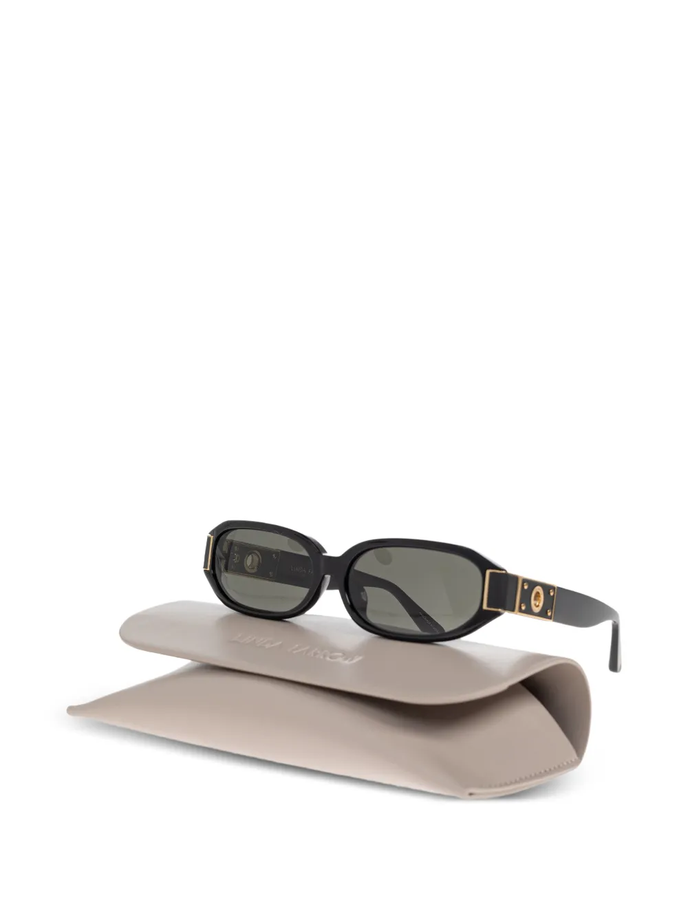  Linda Farrow Oval-frame Sunglasses - Black 