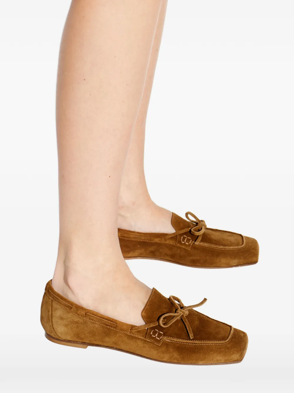 Aeyde bow-detail suede loafers Bruin