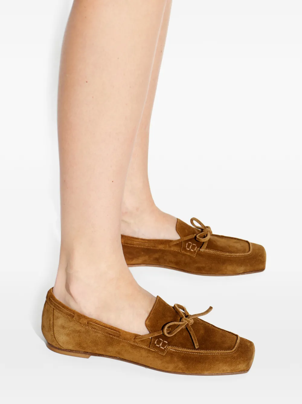 Bow-Detail Suede Loafers