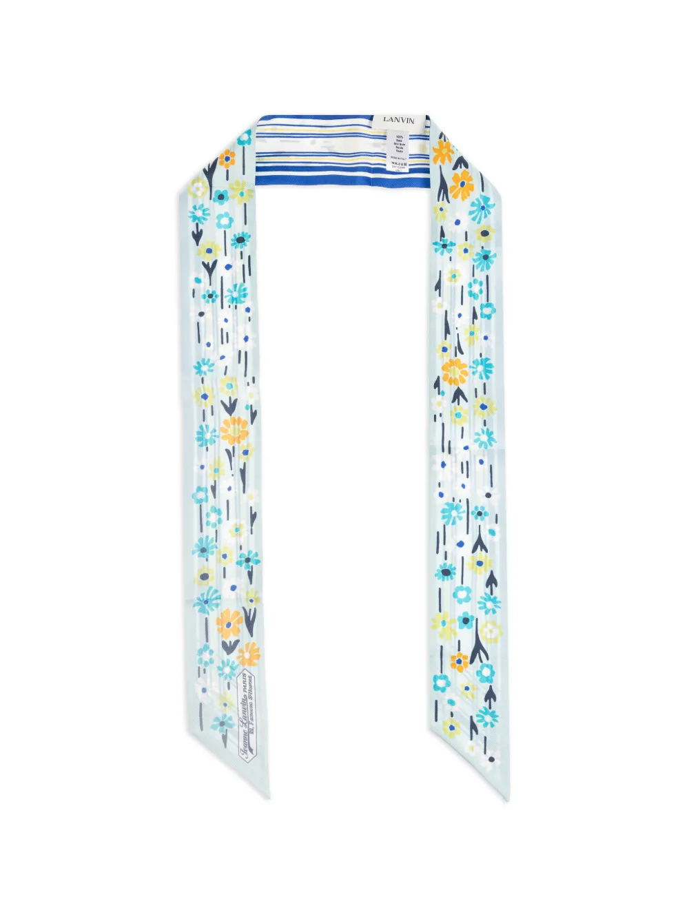 Lanvin floral-print striped scarf - Blu