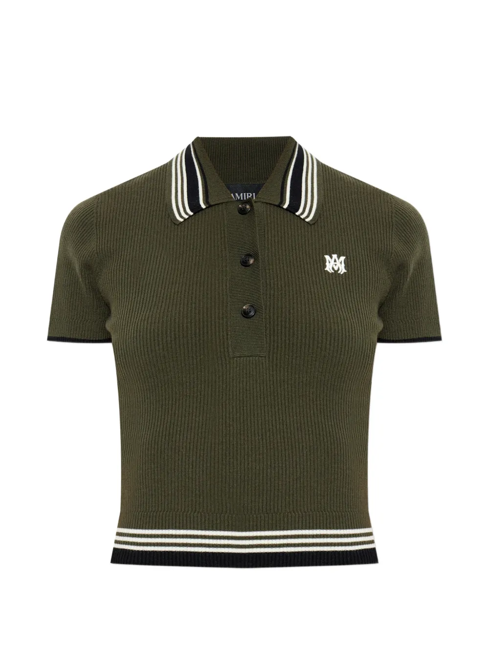 AMIRI ribbed striped polo top - Verde