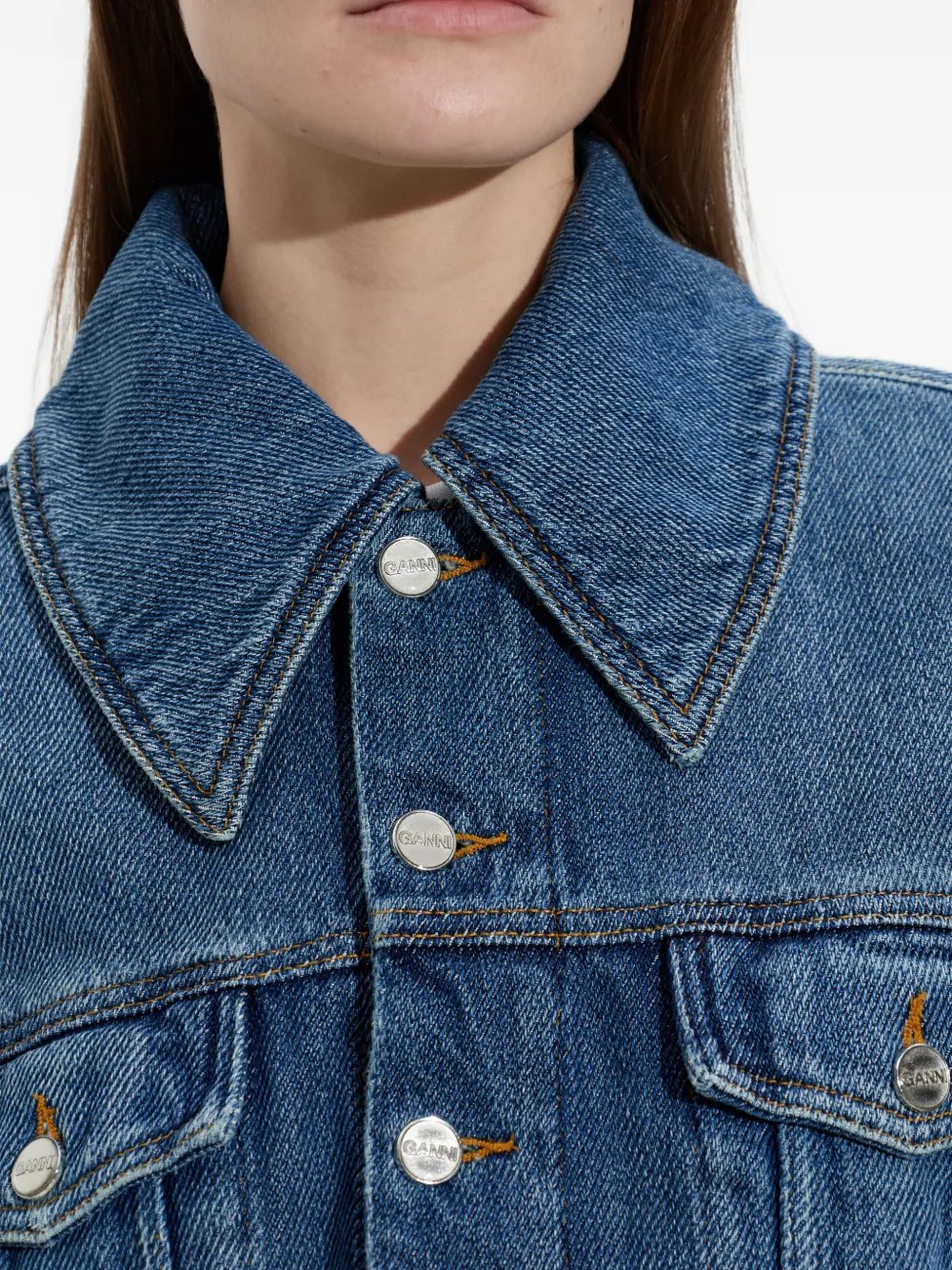 GANNI Denim jack met zak Blauw