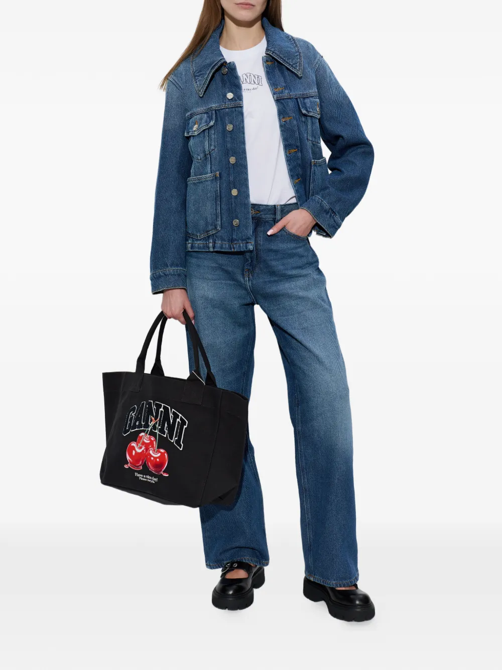 GANNI Denim jack met zak Blauw
