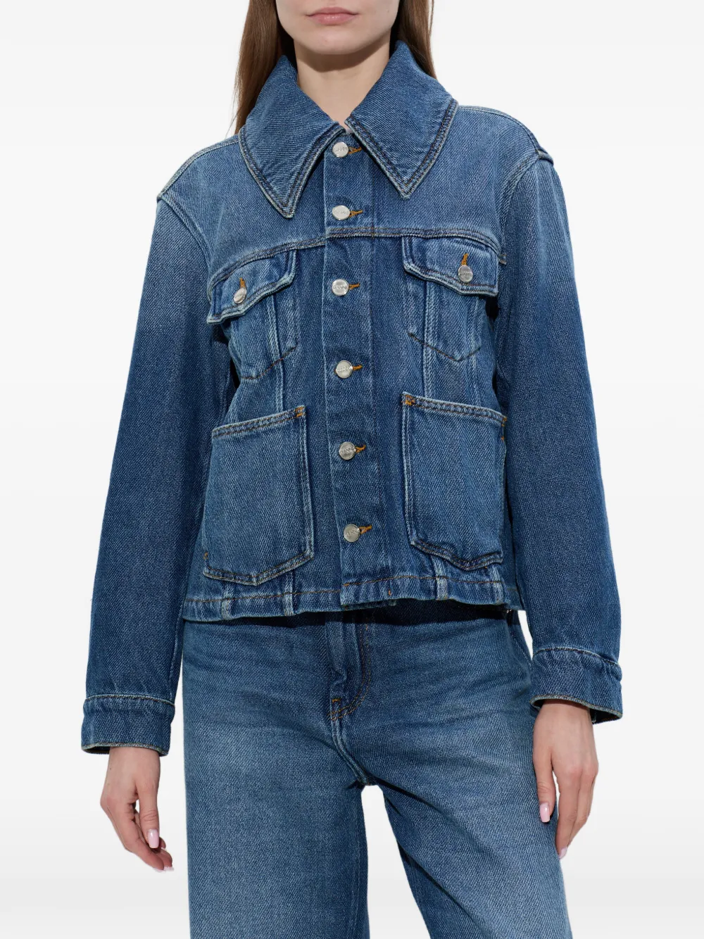 GANNI Denim jack met zak Blauw