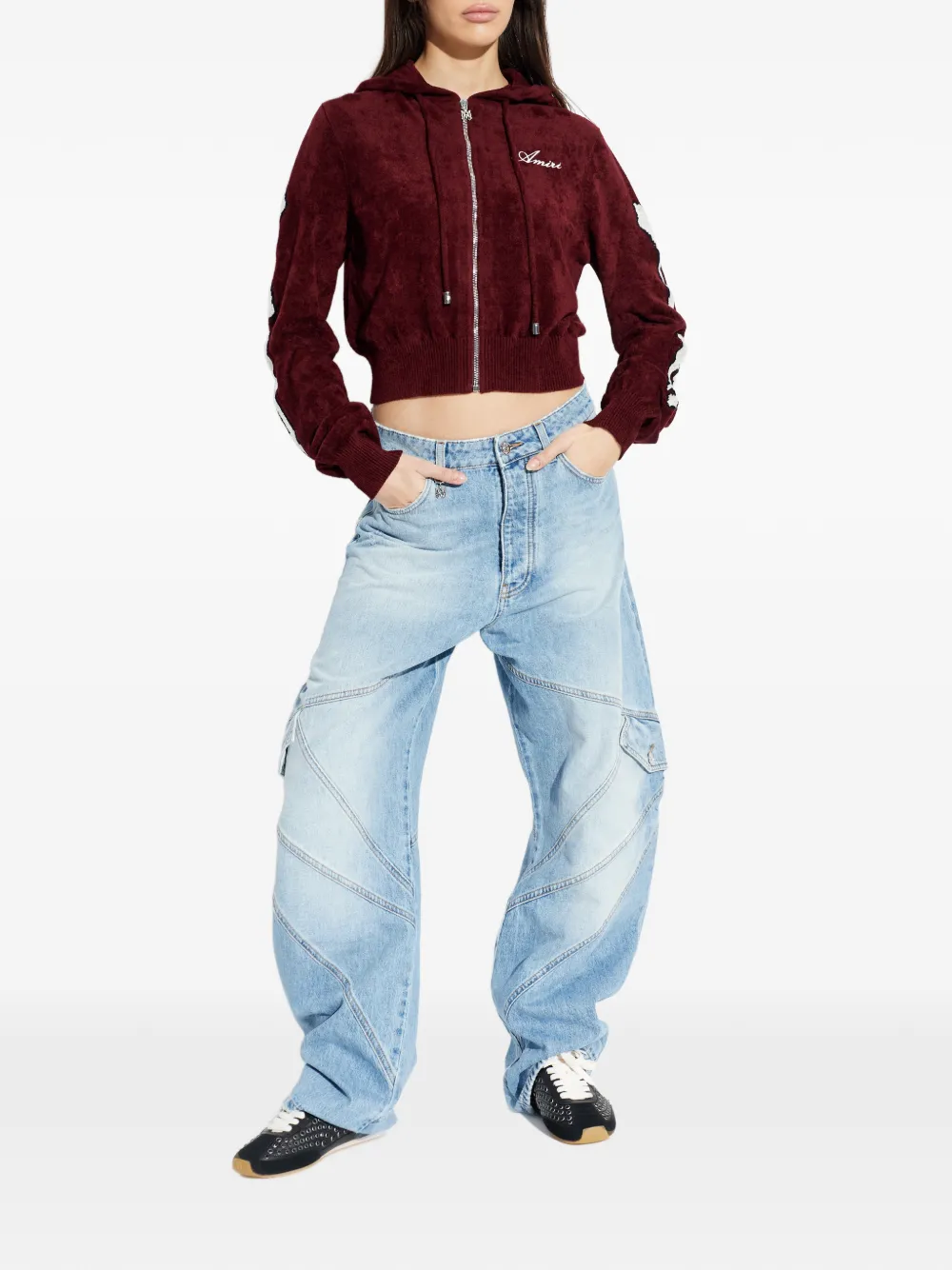 AMIRI Hoodie met geborduurd logo en rits Rood