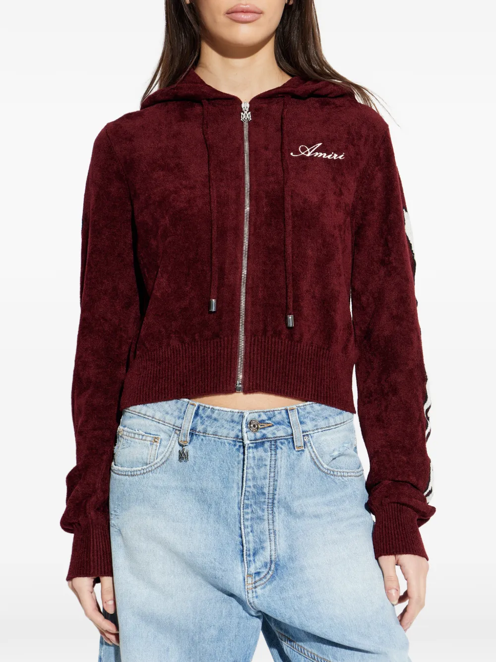 AMIRI Hoodie met geborduurd logo en rits Rood