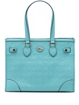 Gucci Pre-Owned 2016-2025 GG Star Embossed Leather Tote Bag | Blue