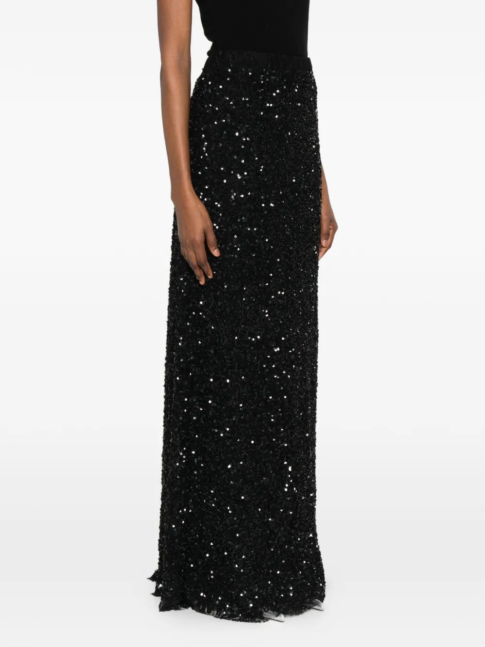  P.a.r.o.s.h. Sequined Maxi Skirt - Black 