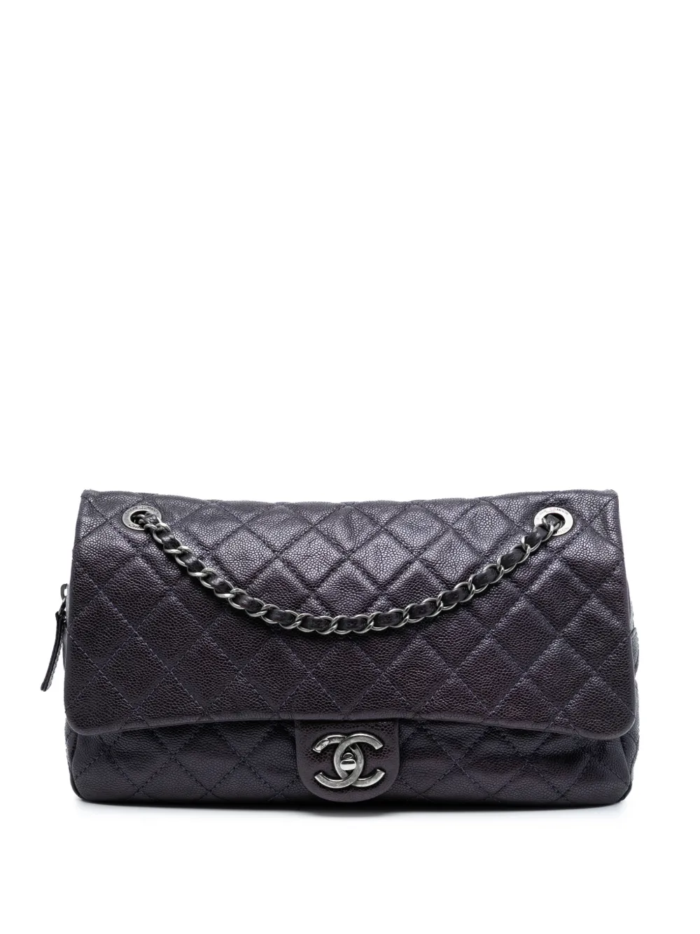 CHANEL Pre-Owned 2012 Jumbo Quilted Iridescent Caviar Easy Flap shoulder bag - Viola