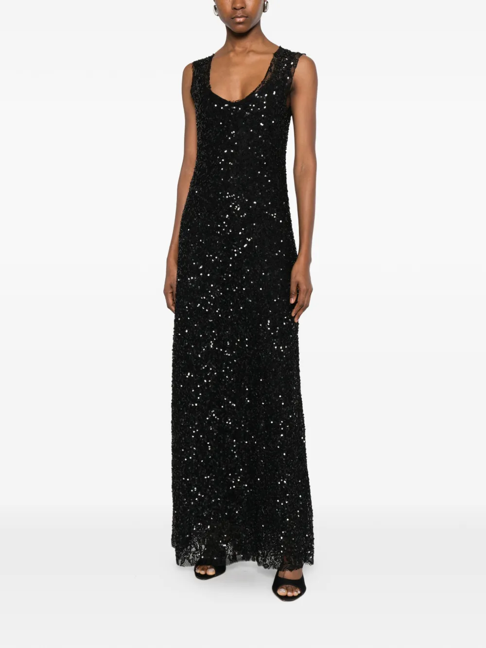  P.a.r.o.s.h. Sequin-embellished Sleeveless Maxi Dress - Black 