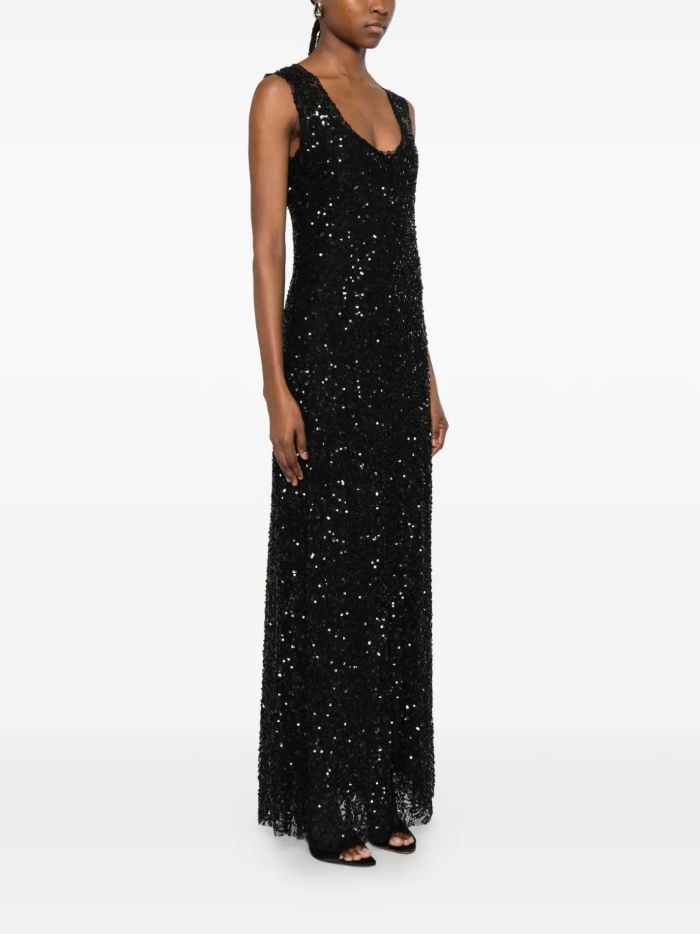  P.a.r.o.s.h. Sequin-embellished Sleeveless Maxi Dress - Black 