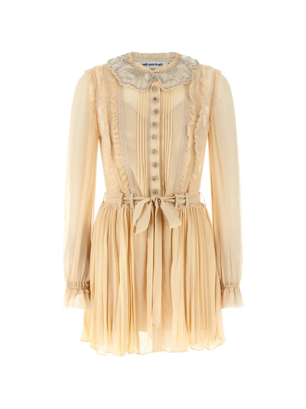 Self-Portrait ruffled dress - Toni neutri