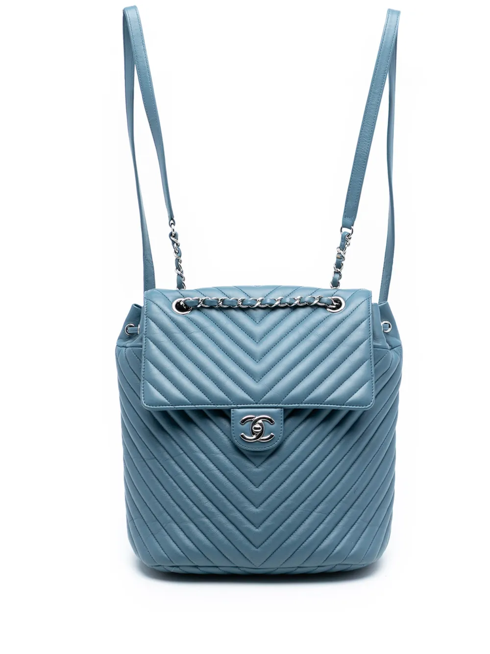 CHANEL Pre-Owned 2018 Chevron Lambskin Urban Spirit backpack - Blu
