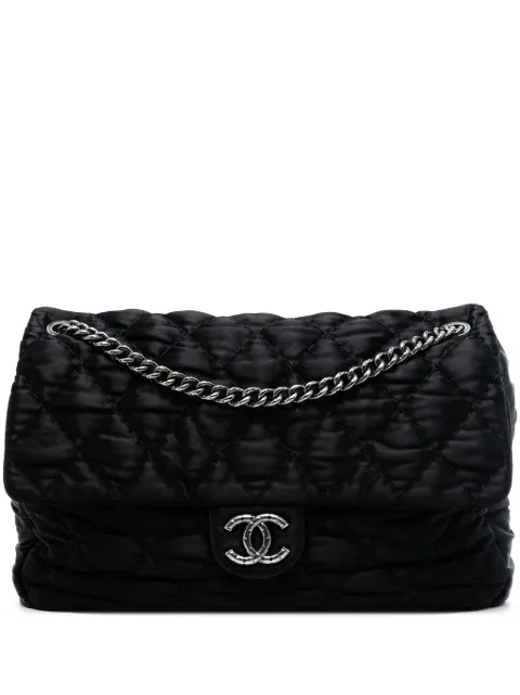 CHANEL Pre-Owned Borsa a spalla CC Extra Large in seta trapuntata con battente 2009-2010