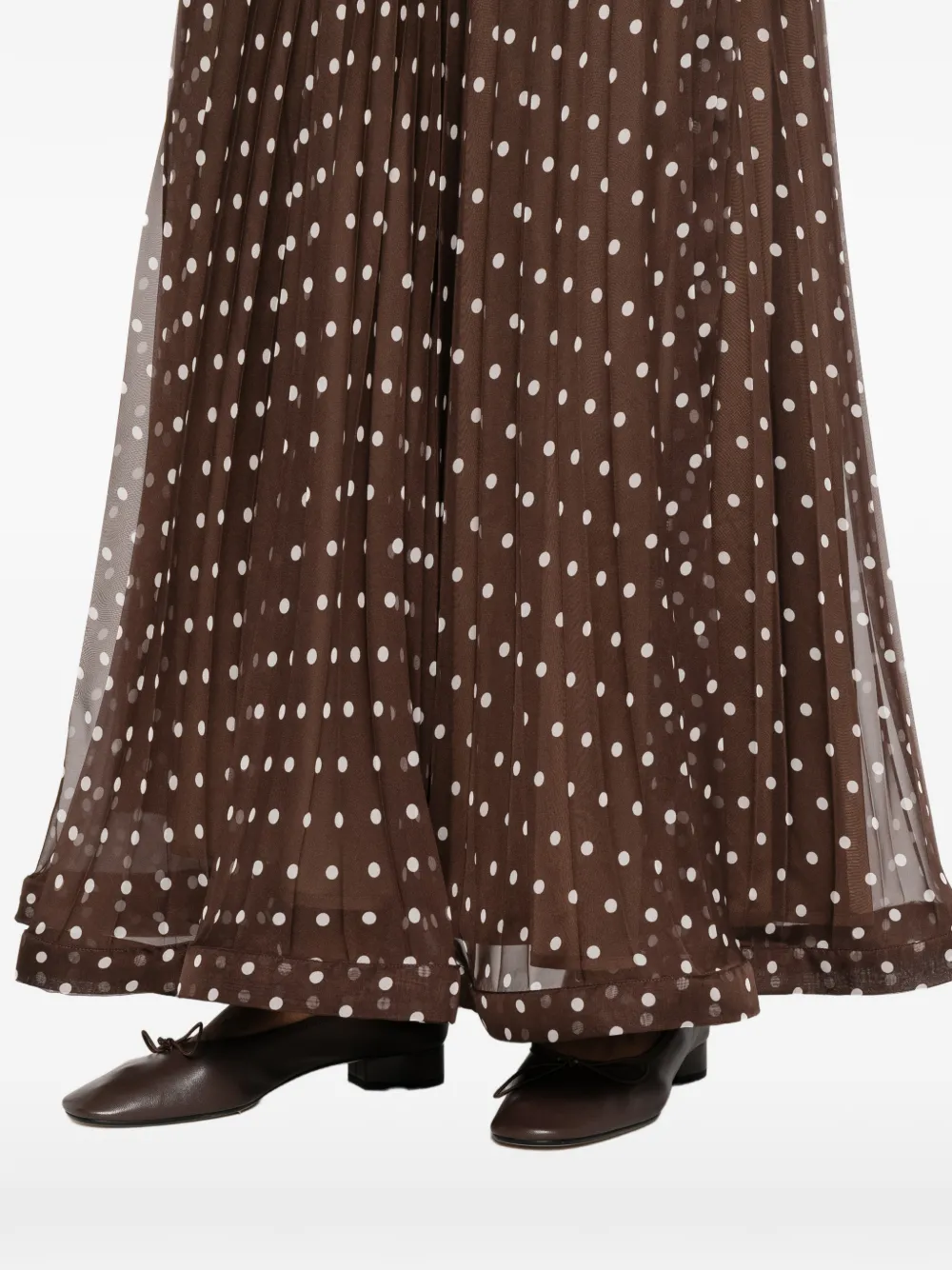 Polka-Dot Pleated Maxi Skirt
