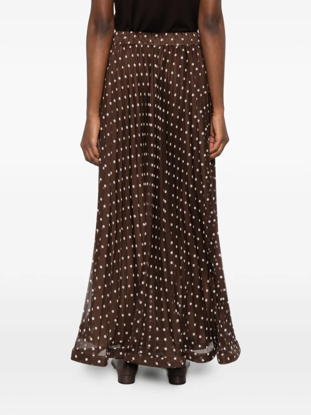 Polka-Dot Pleated Maxi Skirt