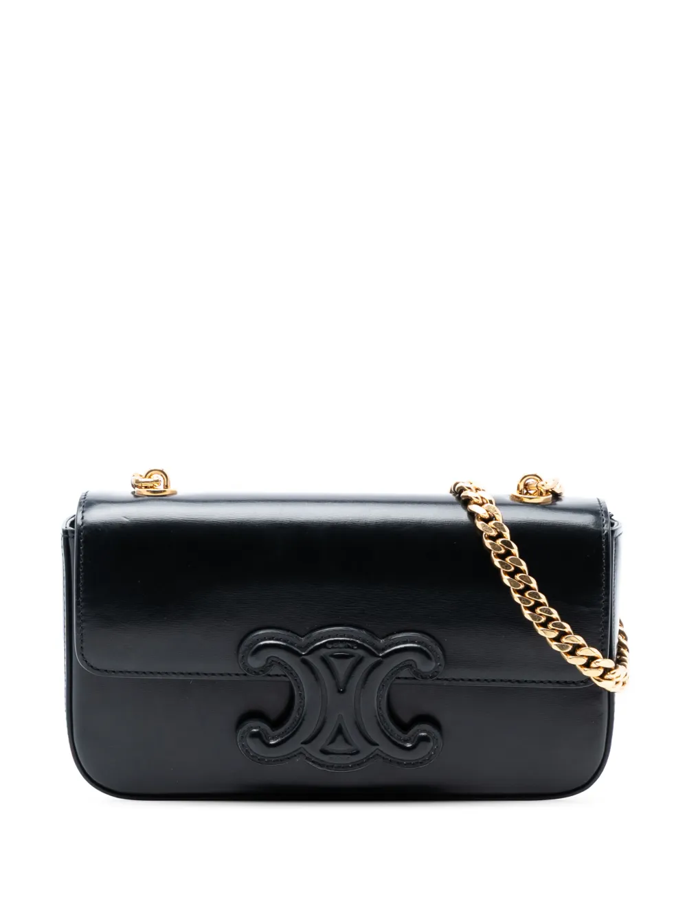 Celine Pre-Owned 2022 Smooth Calfskin Cuir Triomphe Chain shoulder bag - Nero