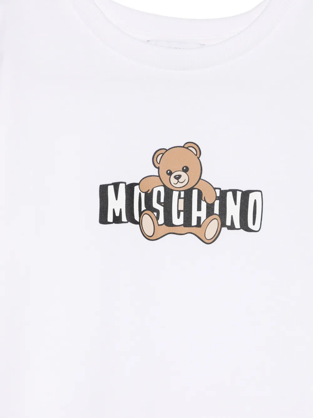Moschino Kids Jurk met ruches en grafische print Wit