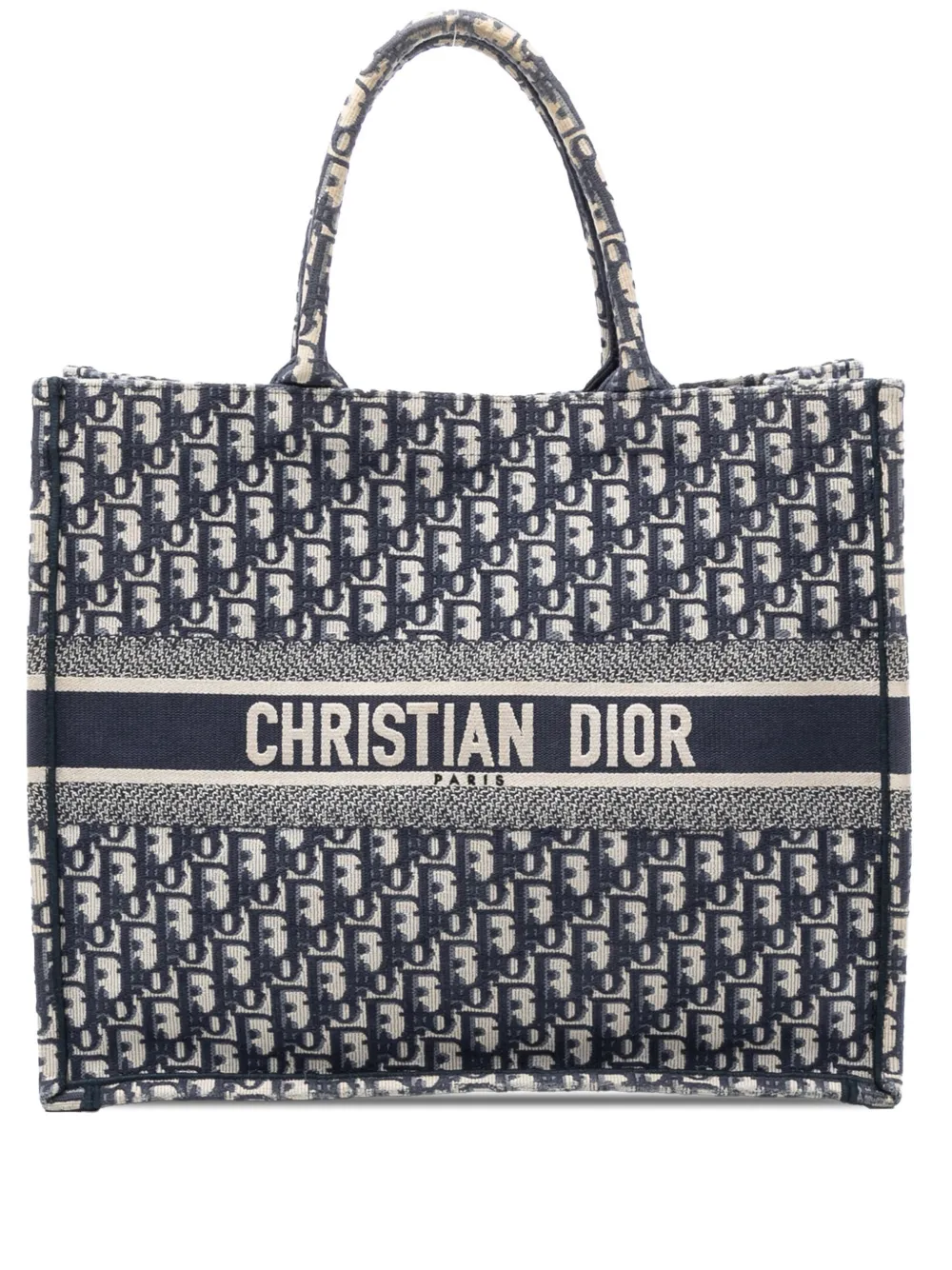 Christian Dior Pre-Owned 2021 Large Oblique Embroidered Canvas Book tote bag - Blu