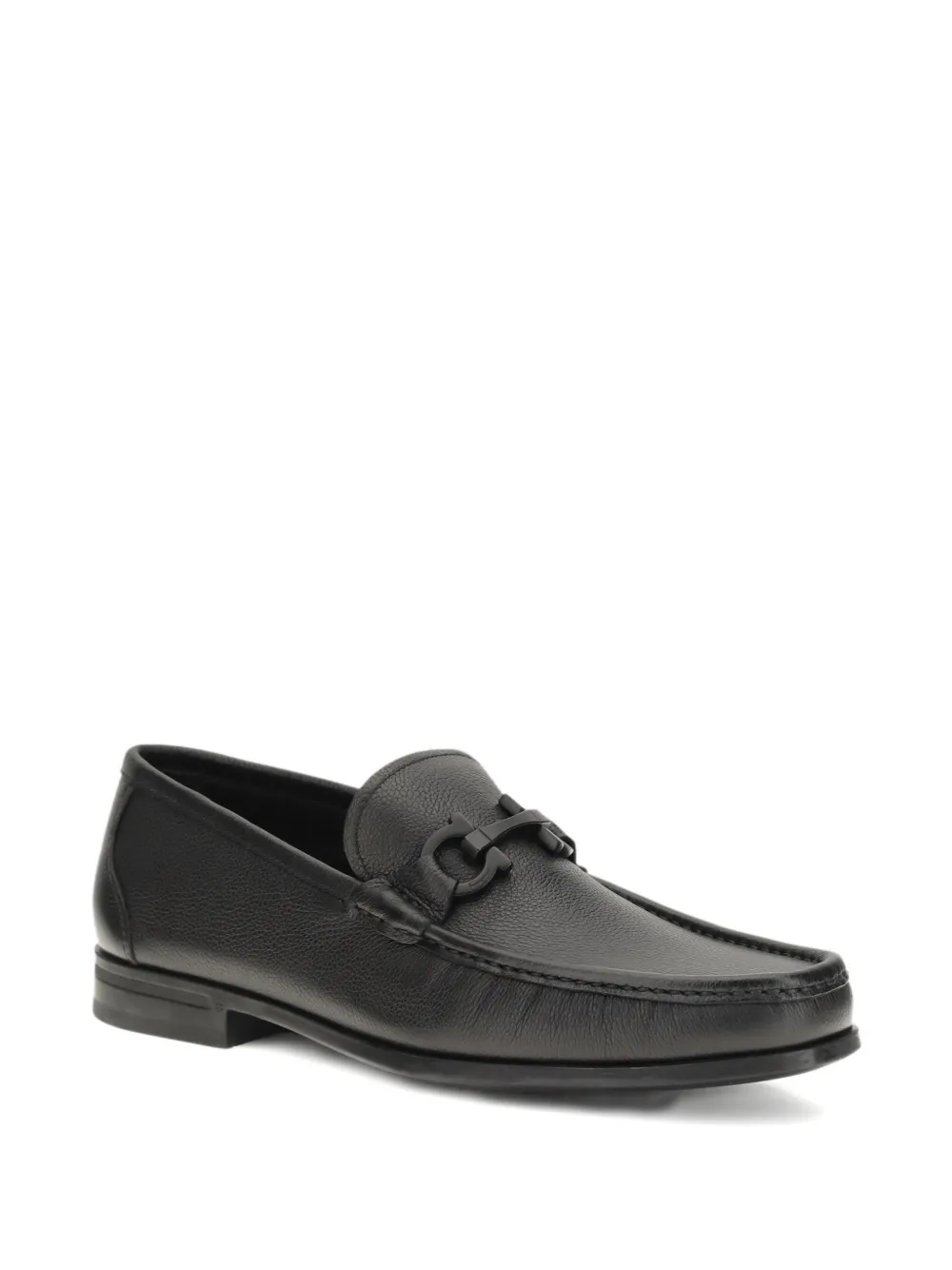 Ferragamo Leren loafers met Gancini-verfraaiing Zwart
