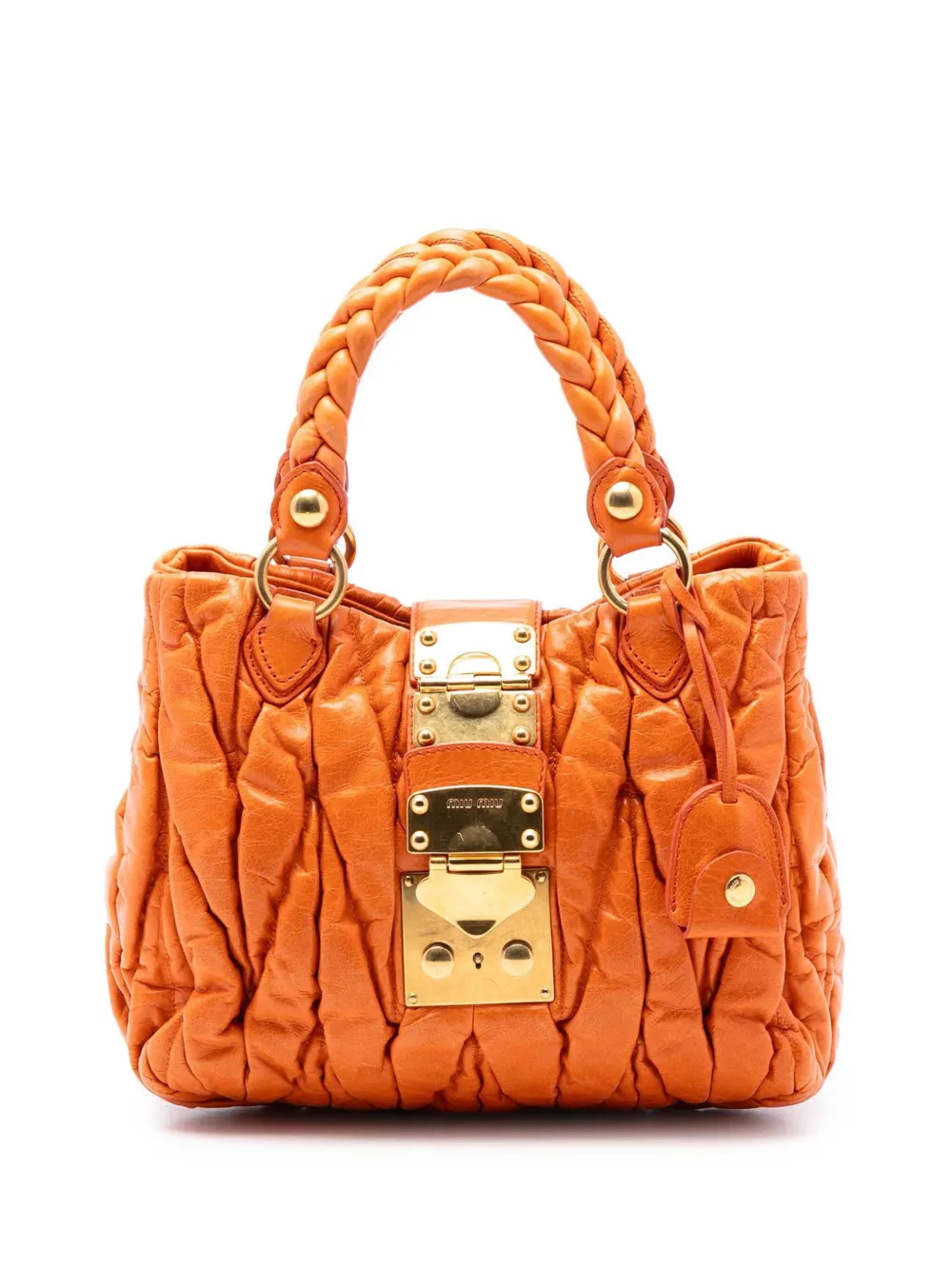 Miu Miu Pre-Owned 2010 Matelasse Lambskin Coffer satchel - Arancione