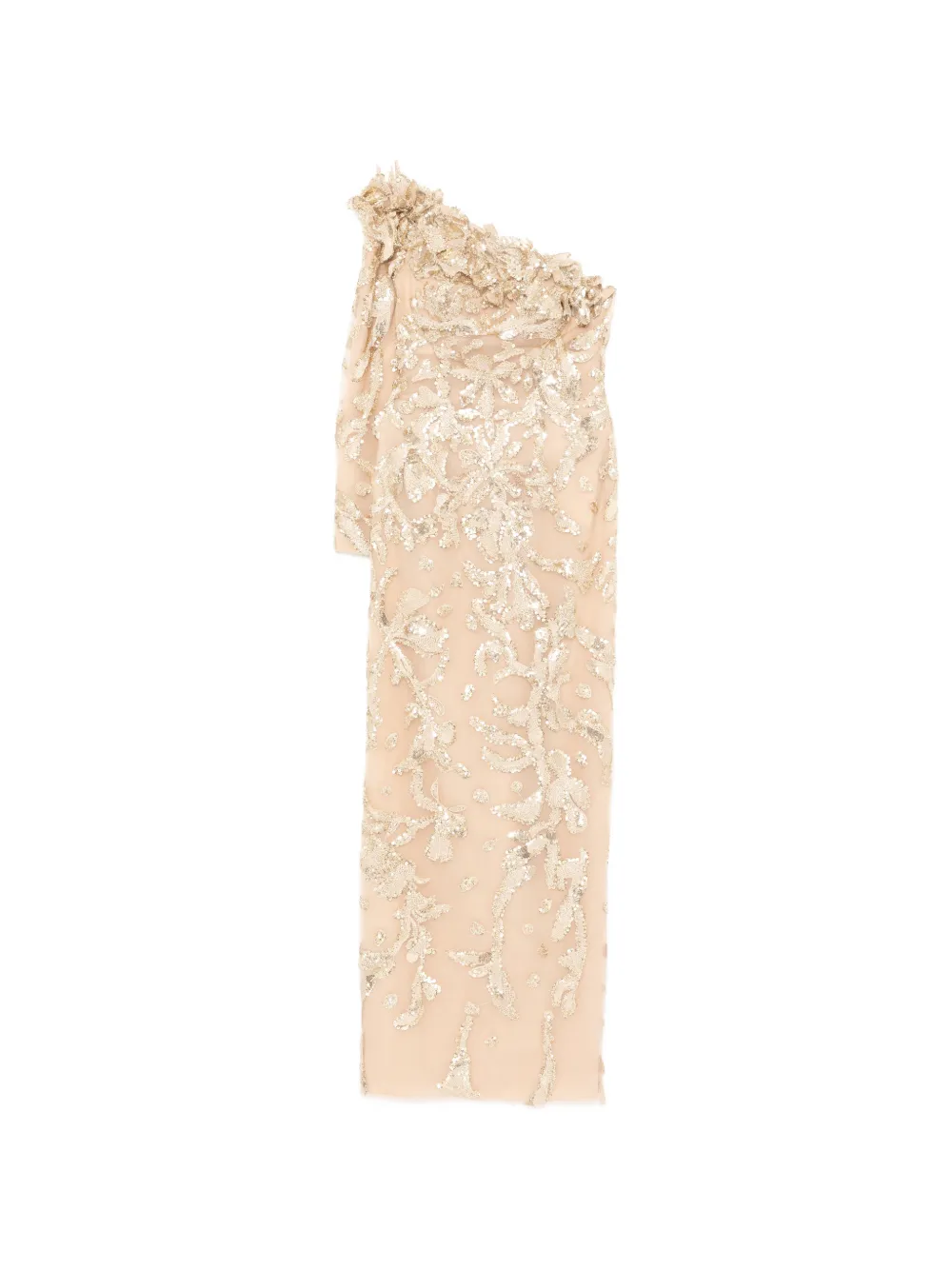 Saiid Kobeisy one-shoulder embroidered tulle dress - Toni neutri
