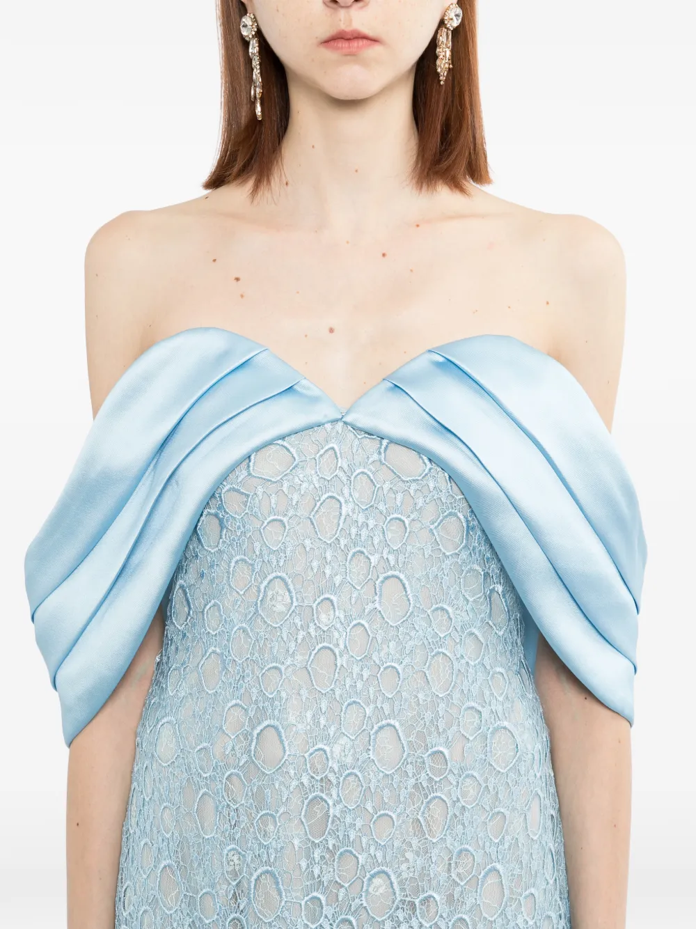 Saiid Kobeisy Guipure midi-jurk Blauw
