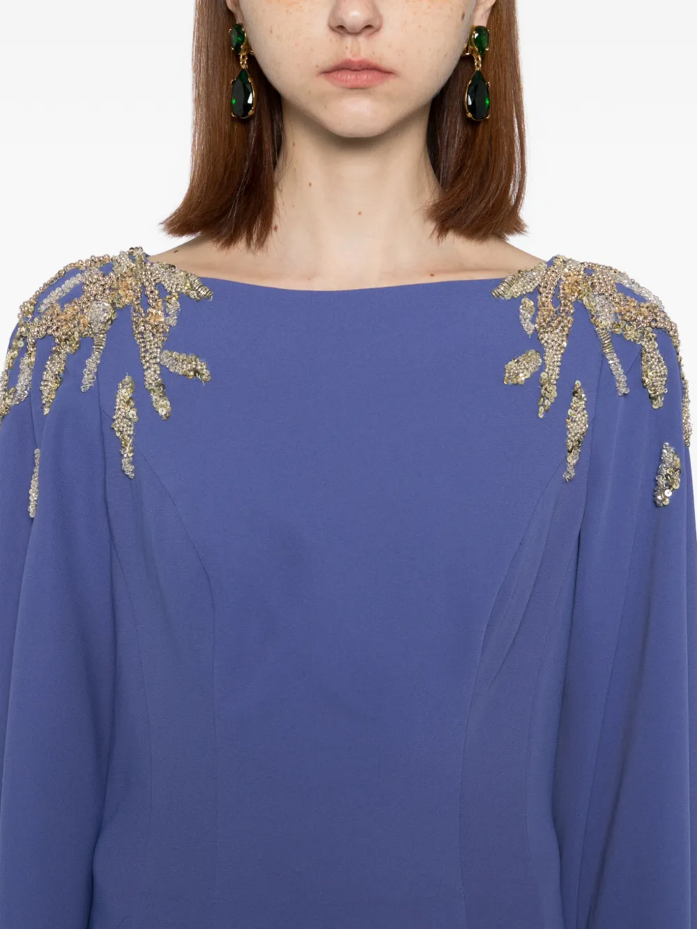Saiid Kobeisy Verfraaide crêpe tuniek Blauw