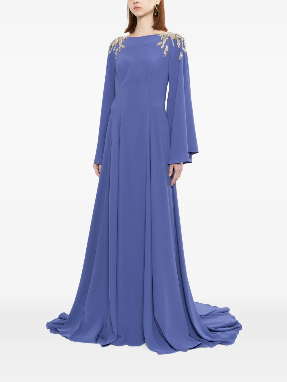 Saiid Kobeisy Verfraaide crêpe tuniek Blauw
