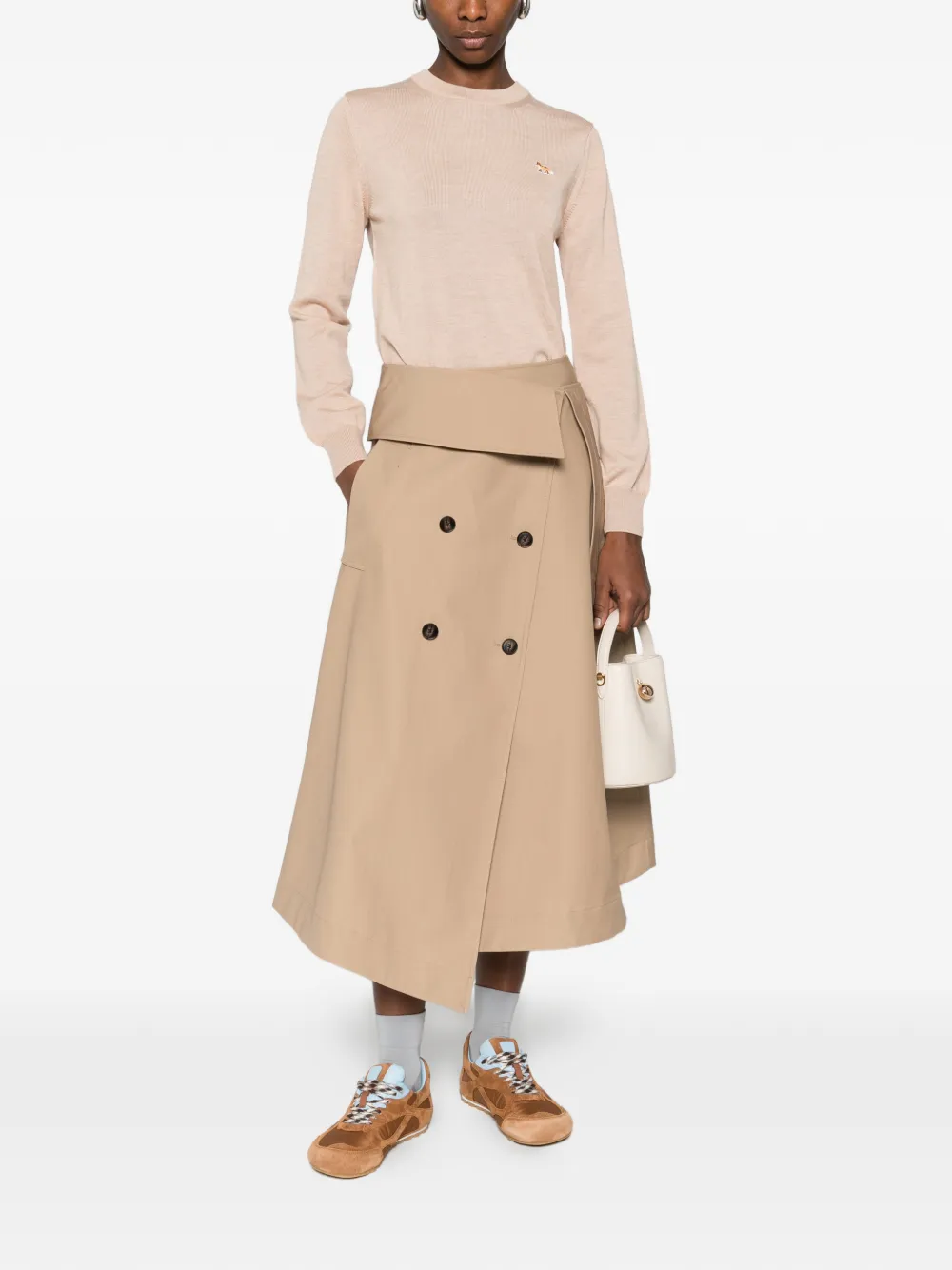  Maison Kitsuné Fox Crewneck Sweater - Neutrals 
