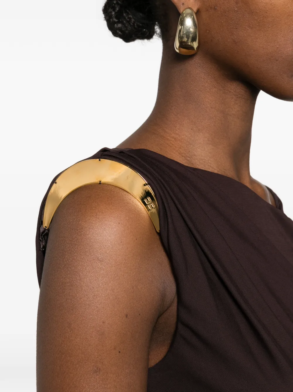Elisabetta Franchi Gedrapeerde asymmetrische body Bruin