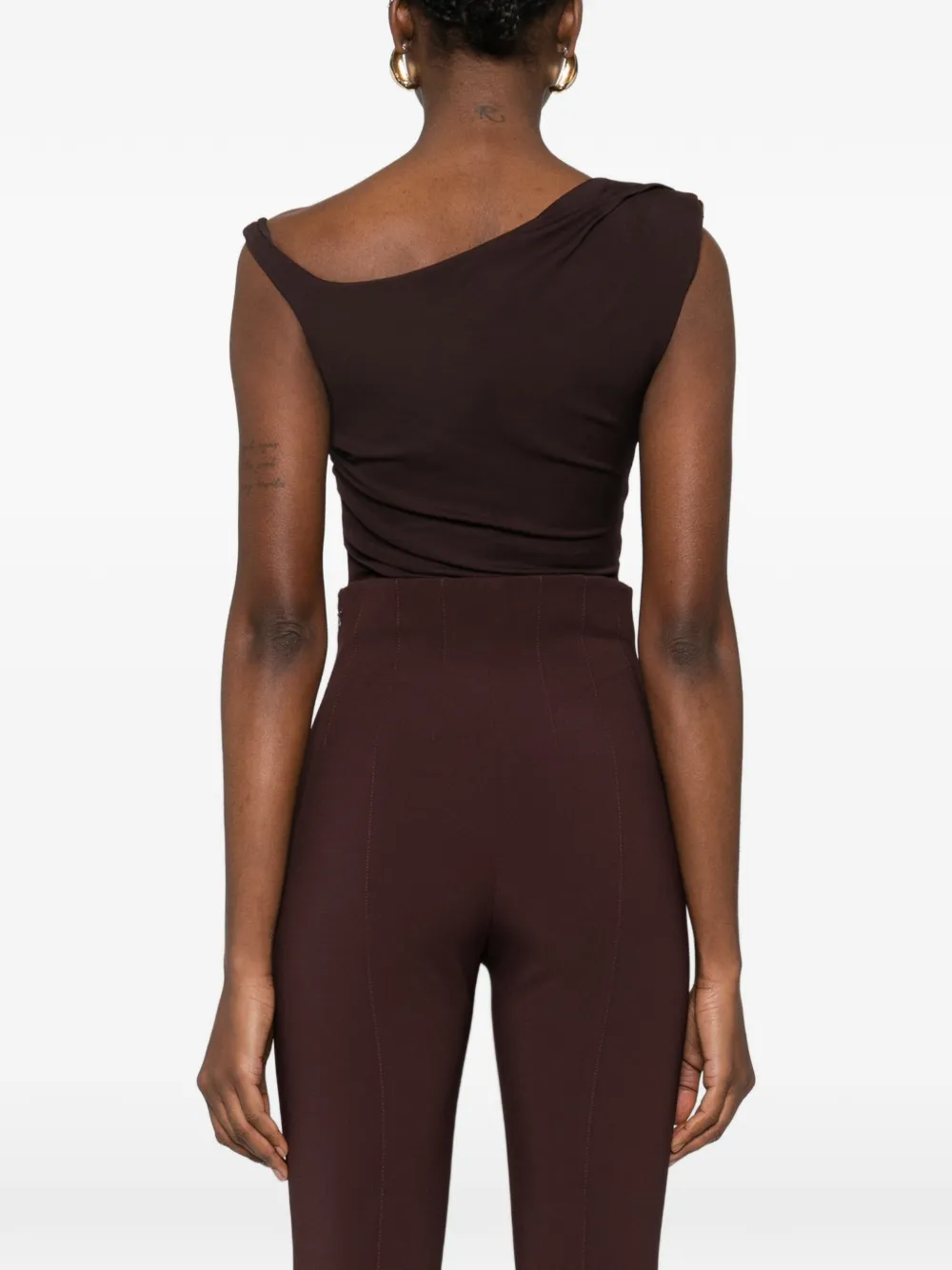 Elisabetta Franchi Gedrapeerde asymmetrische body Bruin