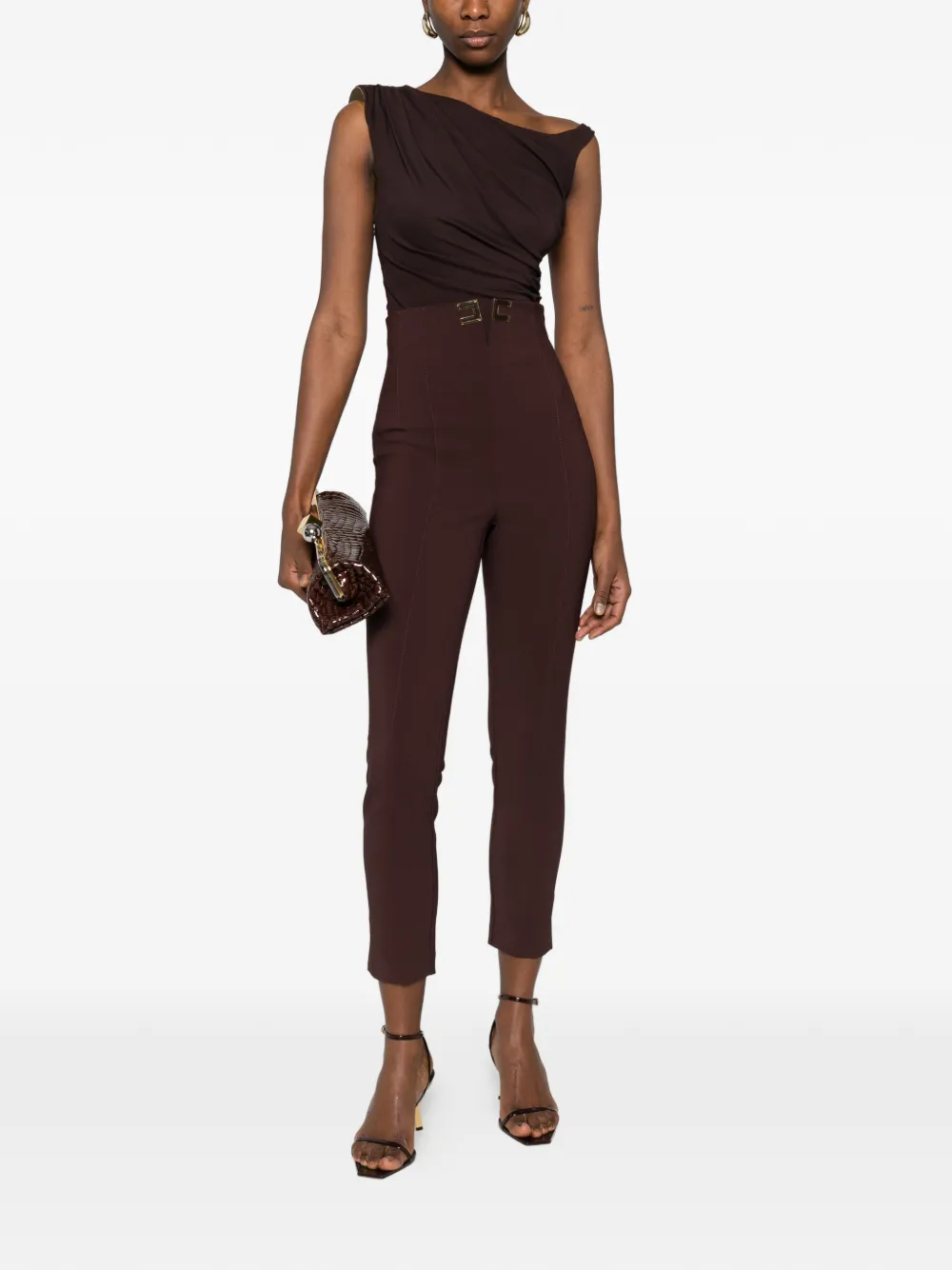 Elisabetta Franchi High waist broek Bruin