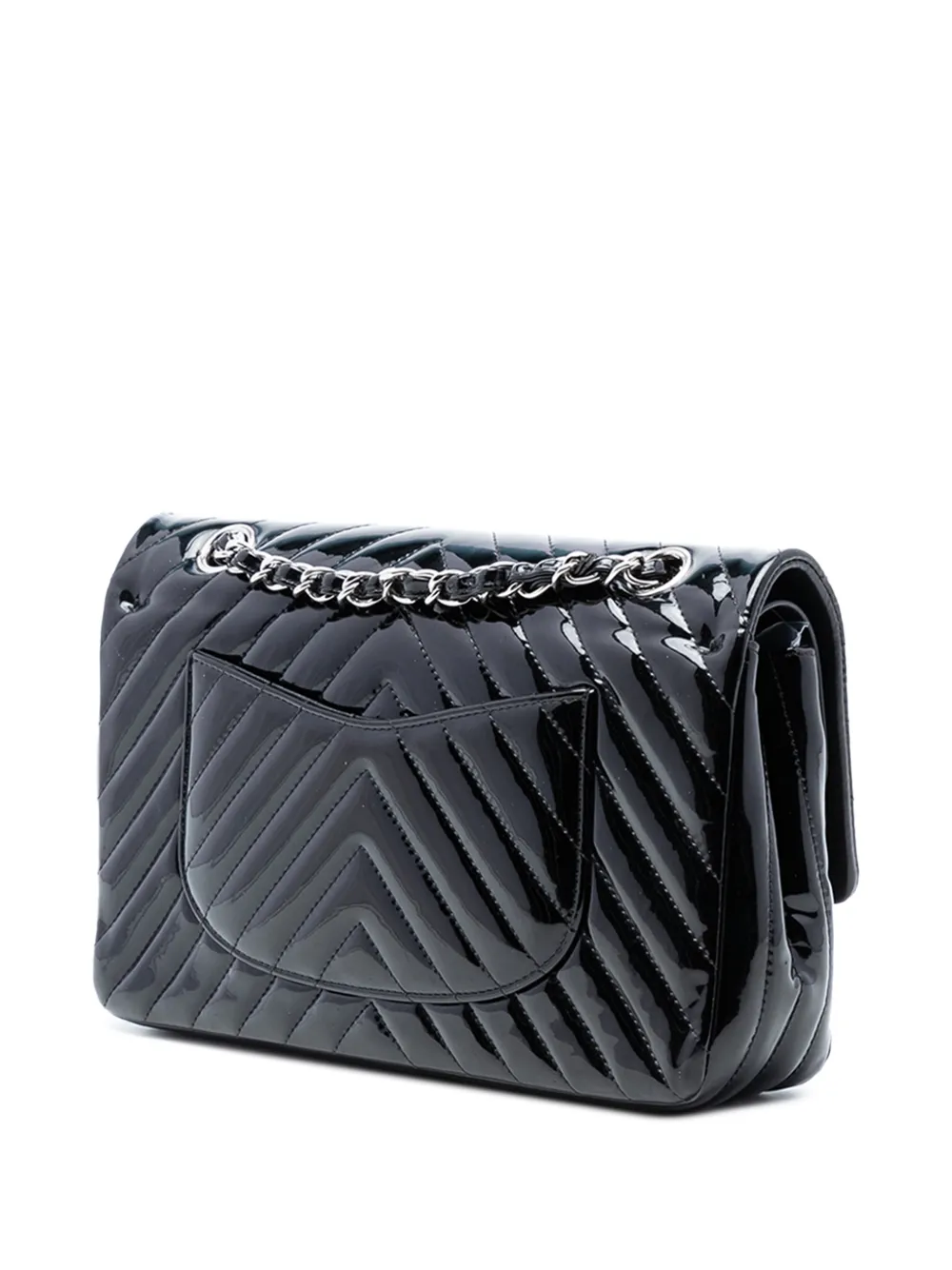 2015-2016 Medium Classic Chevron Patent Double Flap Shoulder Bag