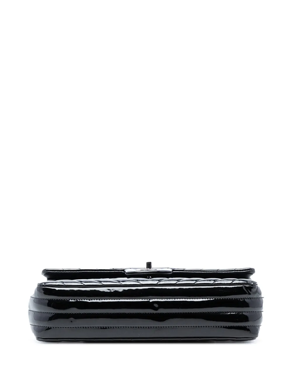 2015-2016 Medium Classic Chevron Patent Double Flap Shoulder Bag