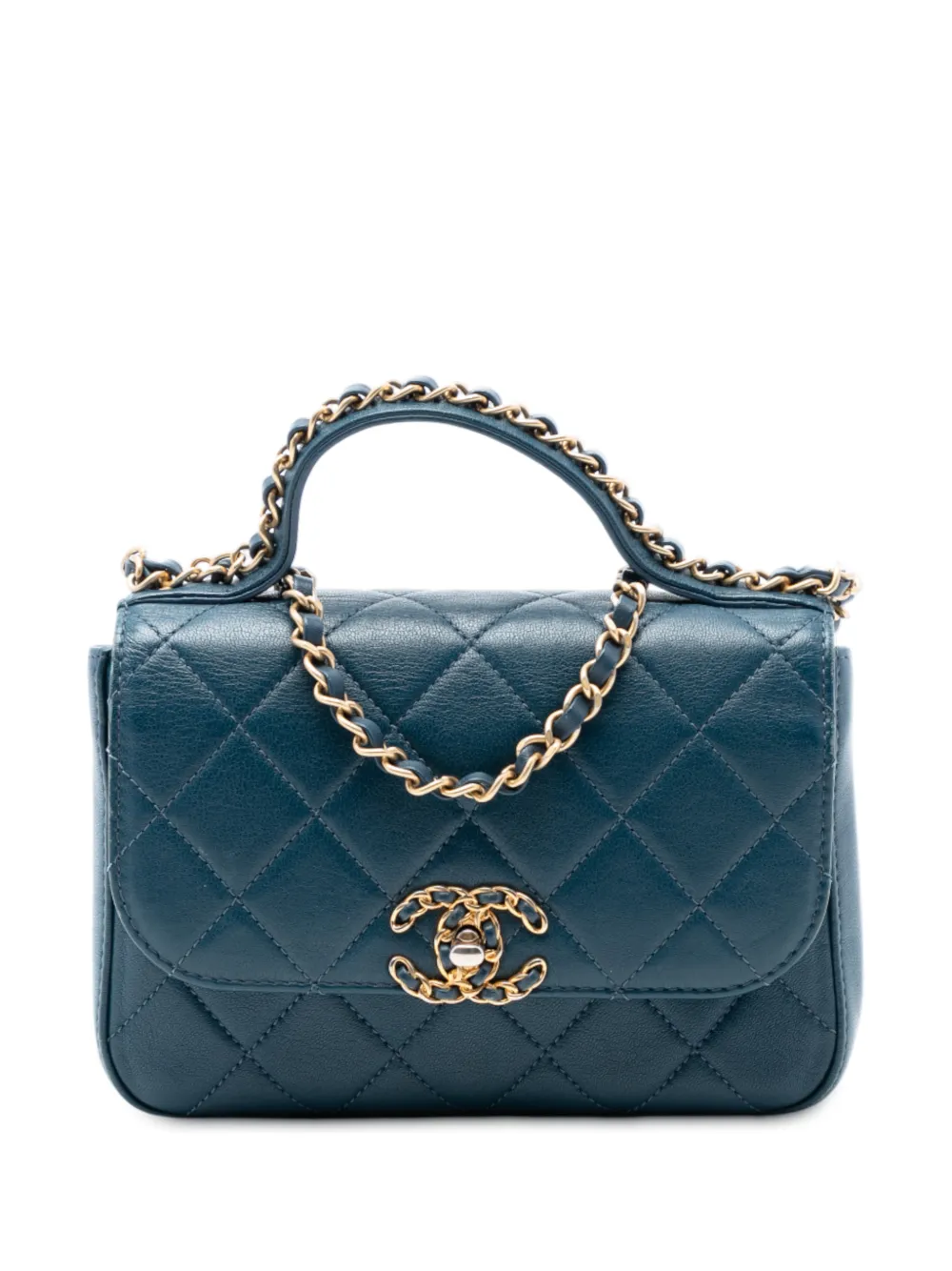 CHANEL Pre-Owned Borsa a tracolla Infinity piccola in pelle di vitello trapuntata con battente e manico 2019 - Blu