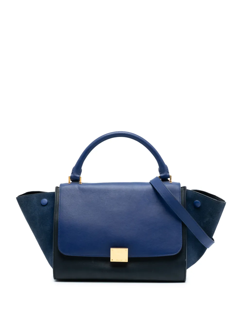 Celine Pre-Owned Borsa a tracolla Trapeze piccola bicolore in pelle di vitello e pelle scamosciata 2014 - Nero