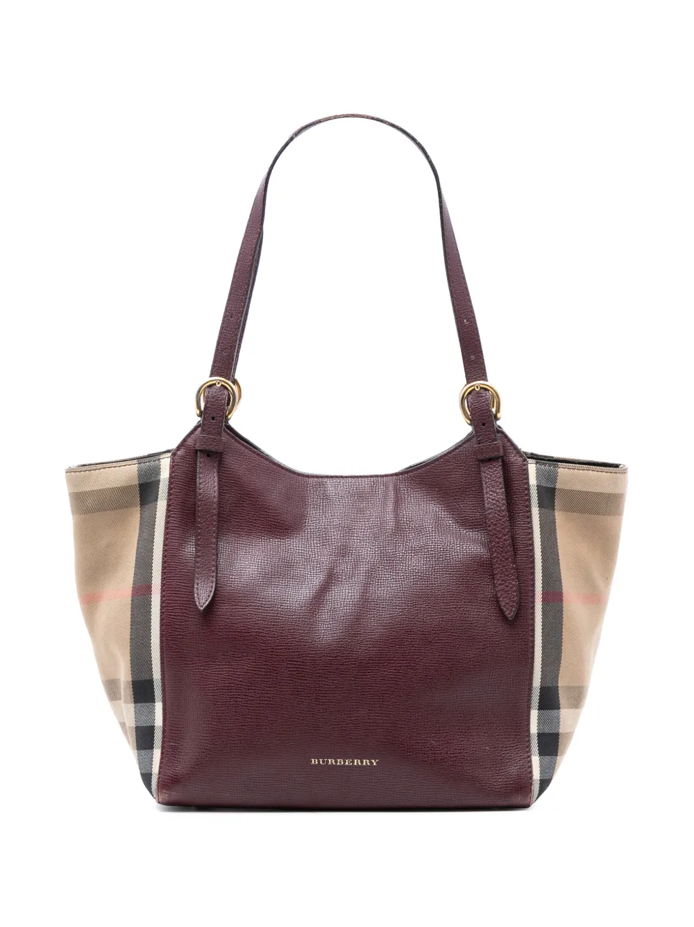 Burberry Pre-Owned 2000-2017 Small Leather and House Check Canvas Canterbury tote bag - Rosso