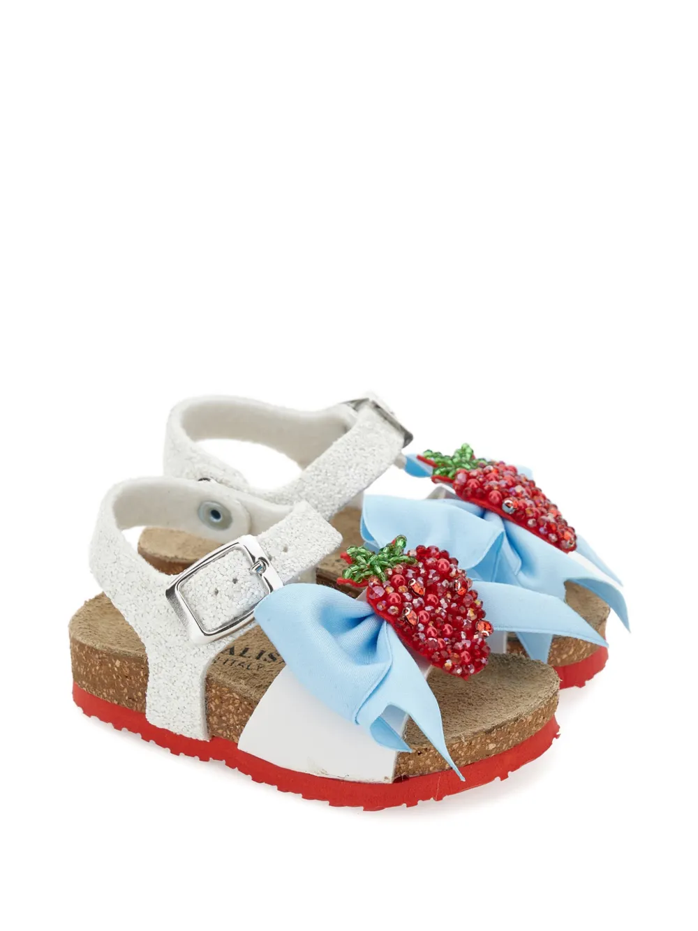 Monnalisa beaded bow sandal - Bianco