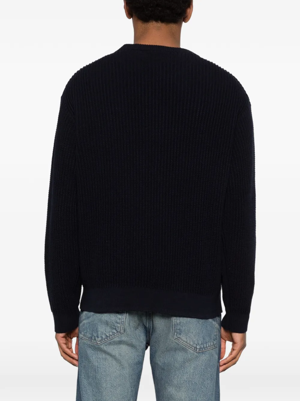 Maison Kitsuné Trui met ronde hals en vossenpatch Blauw