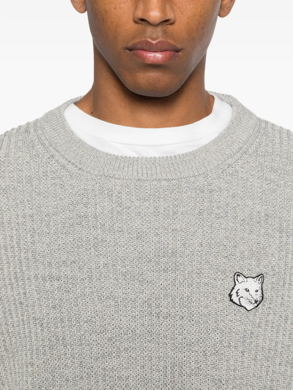 Maison Kitsuné Geribbelde trui met logopatch Grijs