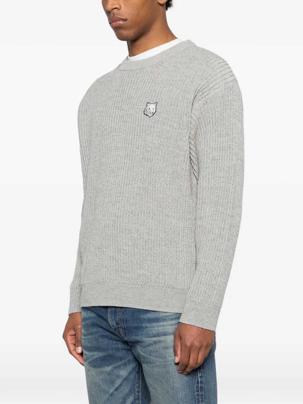 Maison Kitsuné Geribbelde trui met logopatch Grijs