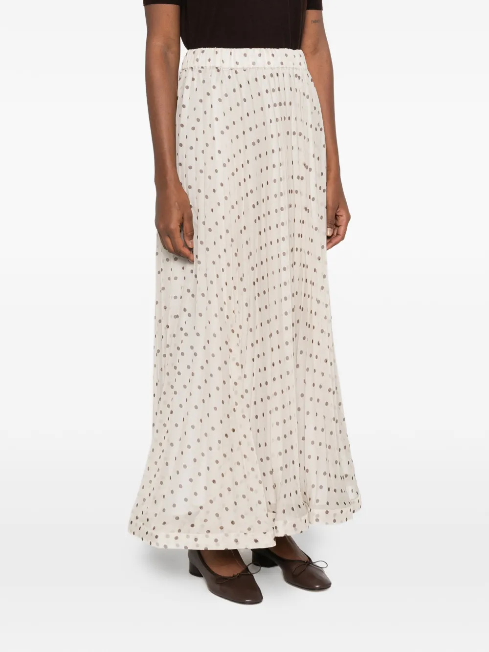  P.a.r.o.s.h. Polka-dot Pleated Maxi Skirt - Neutrals 