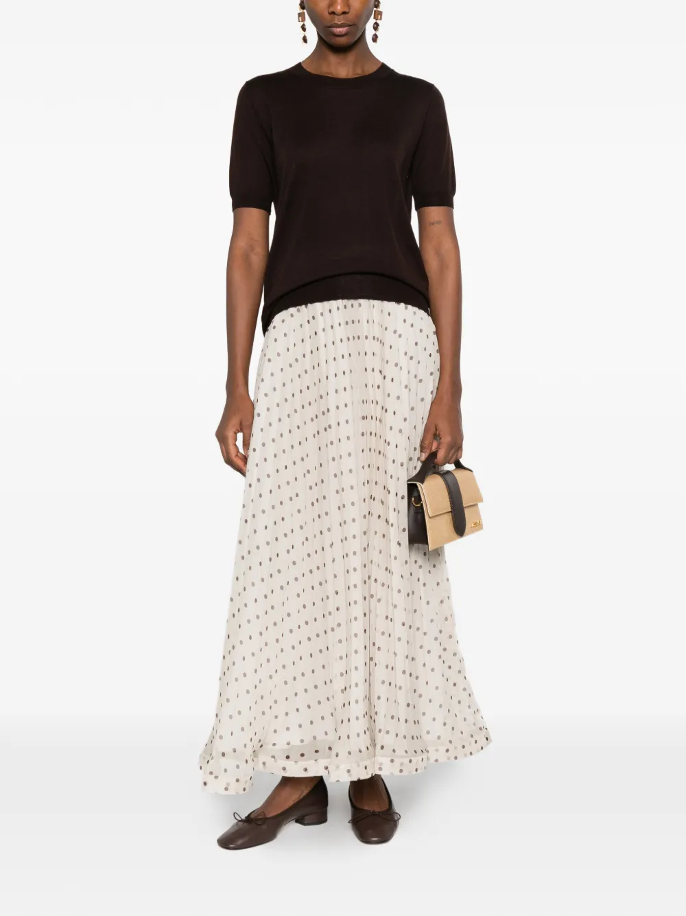  P.a.r.o.s.h. Polka-dot Pleated Maxi Skirt - Neutrals 
