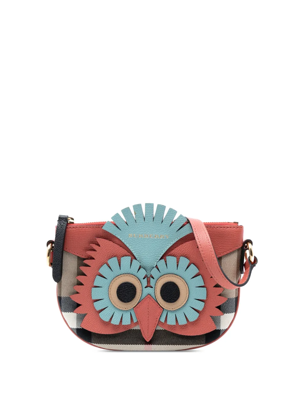 Burberry Pre-Owned 2000-2017 The Beast House Check Canvas and Leather Cocoa Owl shoulder bag - Marrone