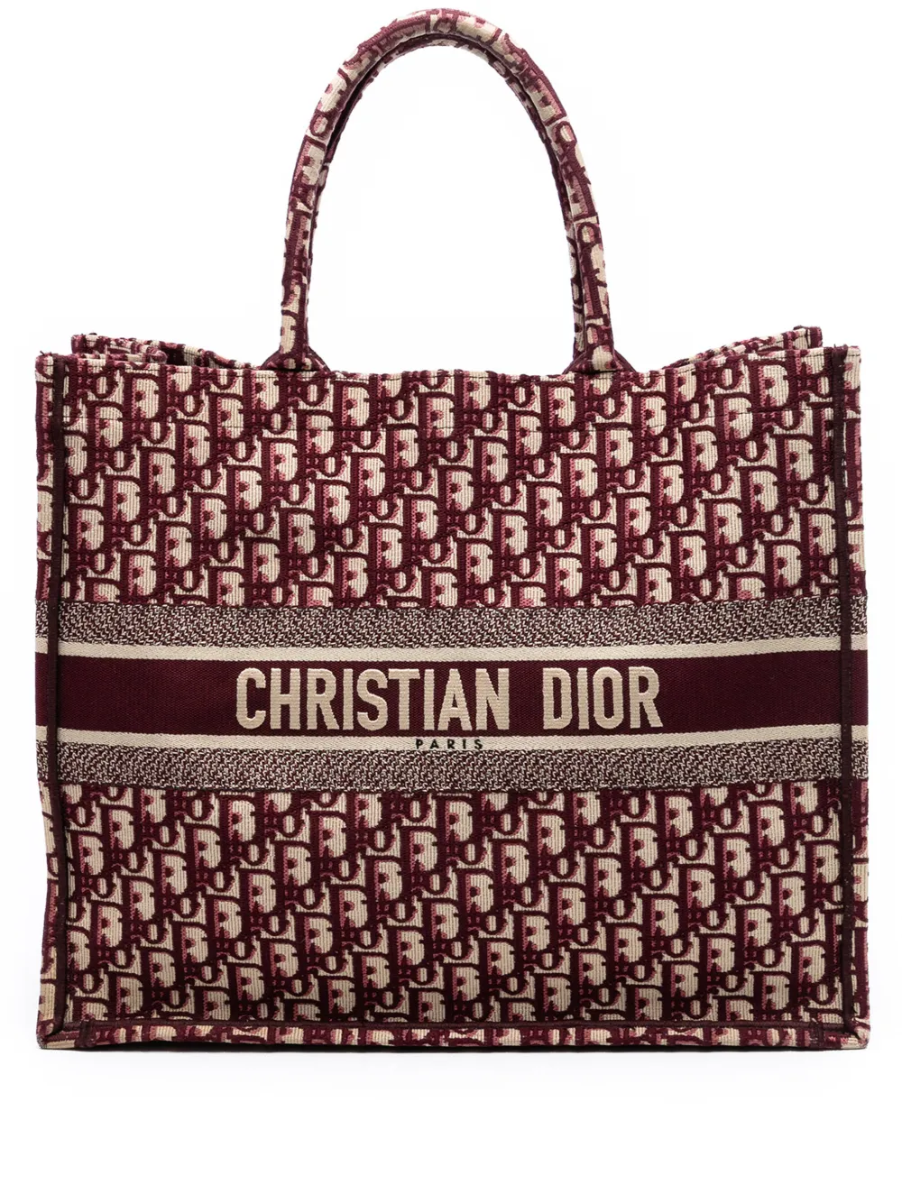 Christian Dior Pre-Owned 2019 Large Oblique Embroidered Canvas Book tote bag - Rosso