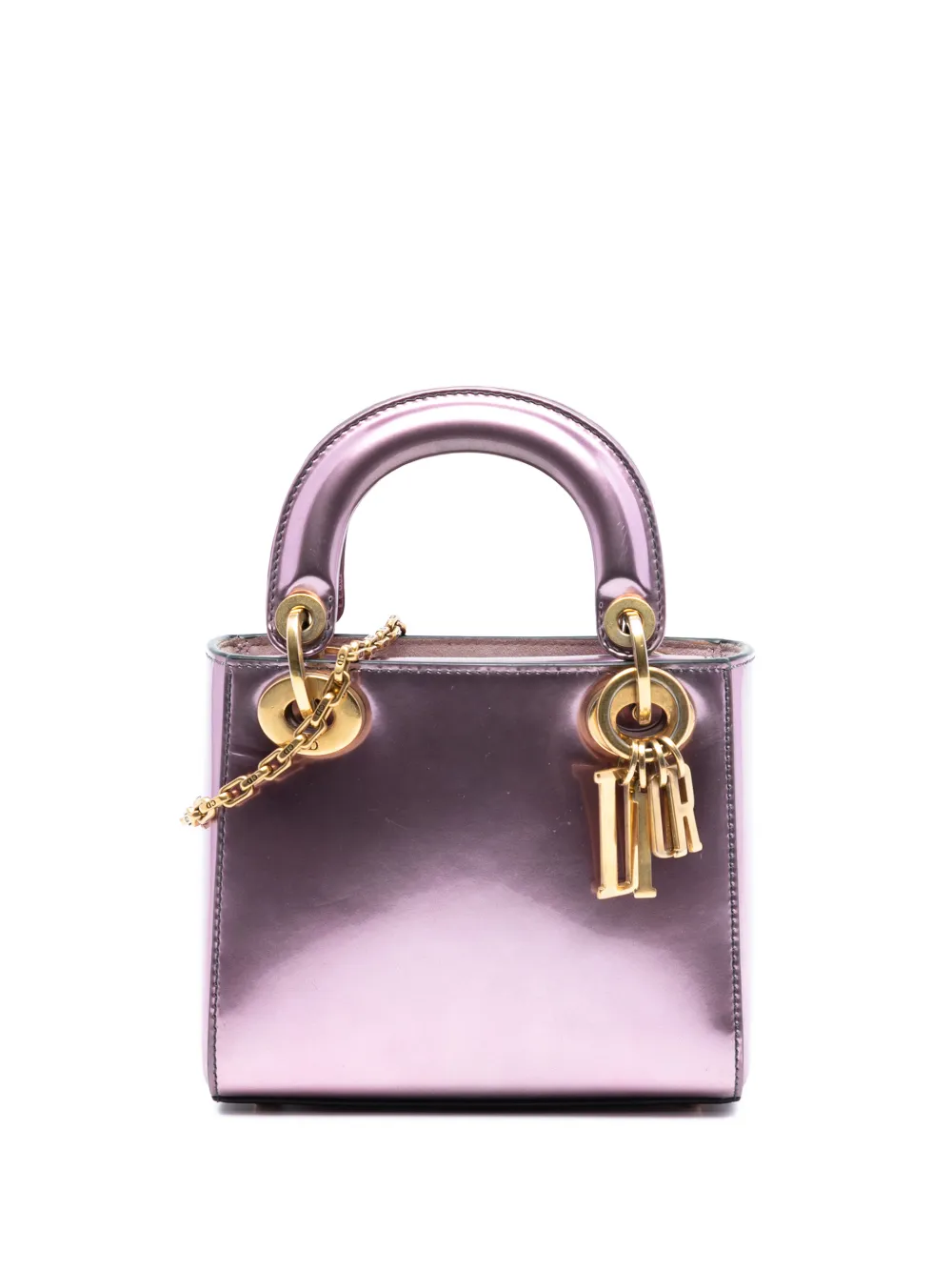 Christian Dior Pre-Owned 2018 Mini Metallic Patent Lady Dior satchel - Rosa